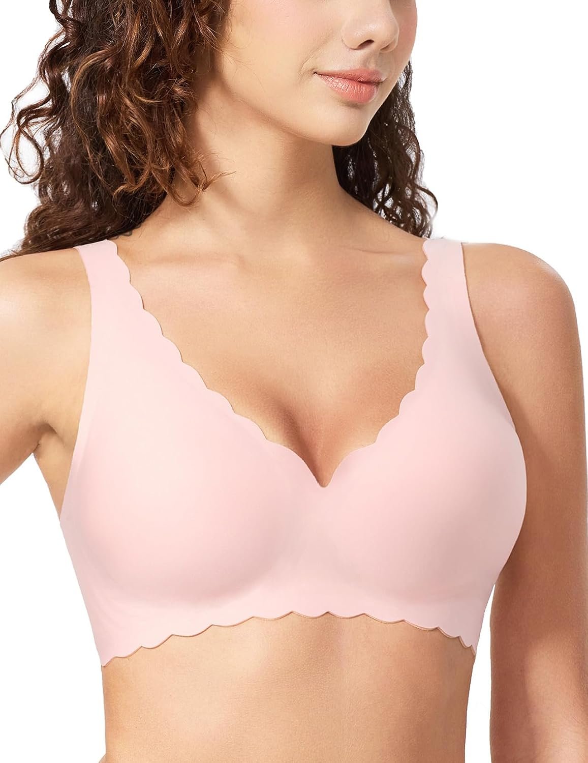 MOEOZLLO Wireless Bra for Women Deep V Comfort Wirefree T-Shirt Bra Full Coverage Support Seamless Everyday Bralettes