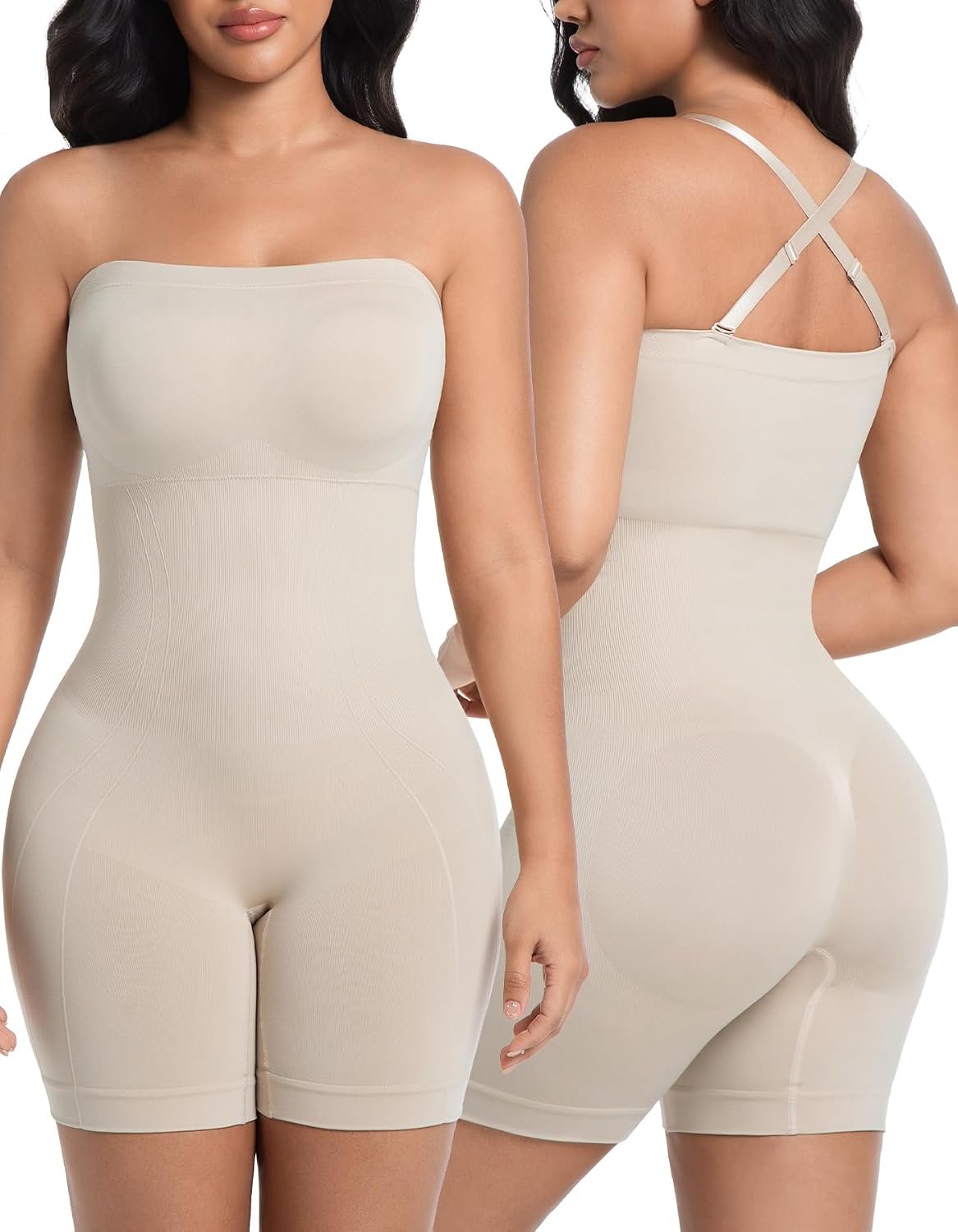 SIMIYA Shapewear Bodysuits Built in Bra, Tummy Control Strapless/strap Top for Women, Full Body Shaper Seamless Waist Trainer