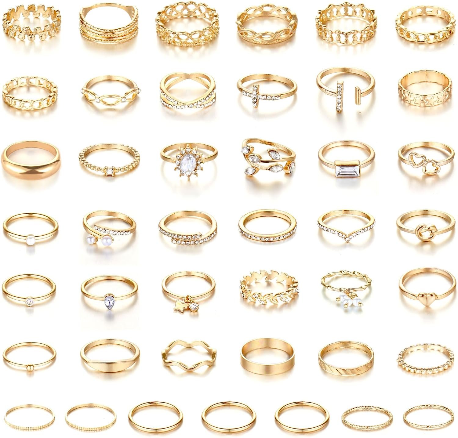 CHICUTIE Gold Knuckle Rings Set For Women Stackable Joint Finger Midi Rings Dainty Cubic Crystal Zirconia Simple Hollow Twist Cute Rings Pack Jewelry Gift
