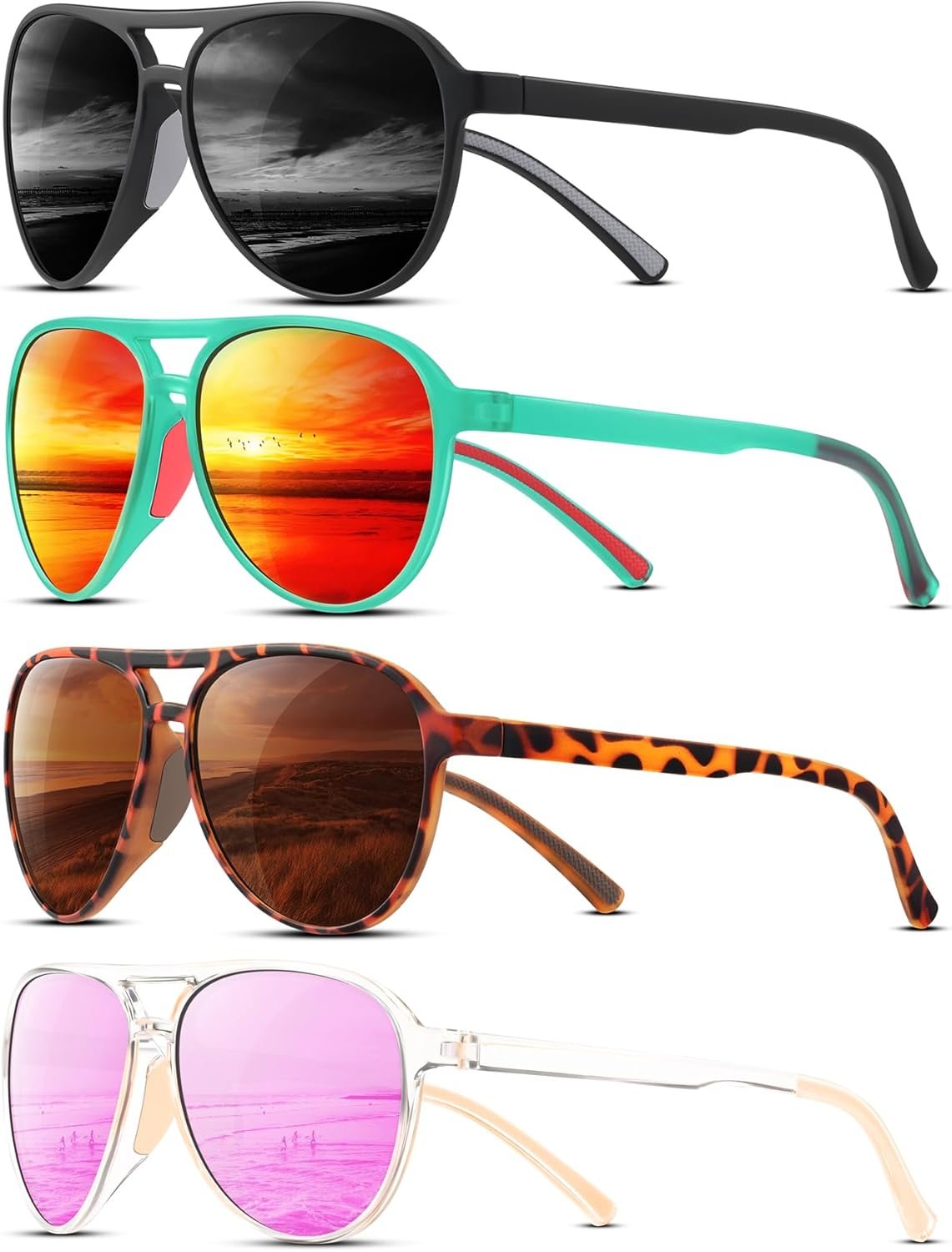 KUGUAOK Polarized Aviator Sunglasses for Women Men Sports Style UV400 Protection Running Sun Glasses Vintage Trendy Shades
