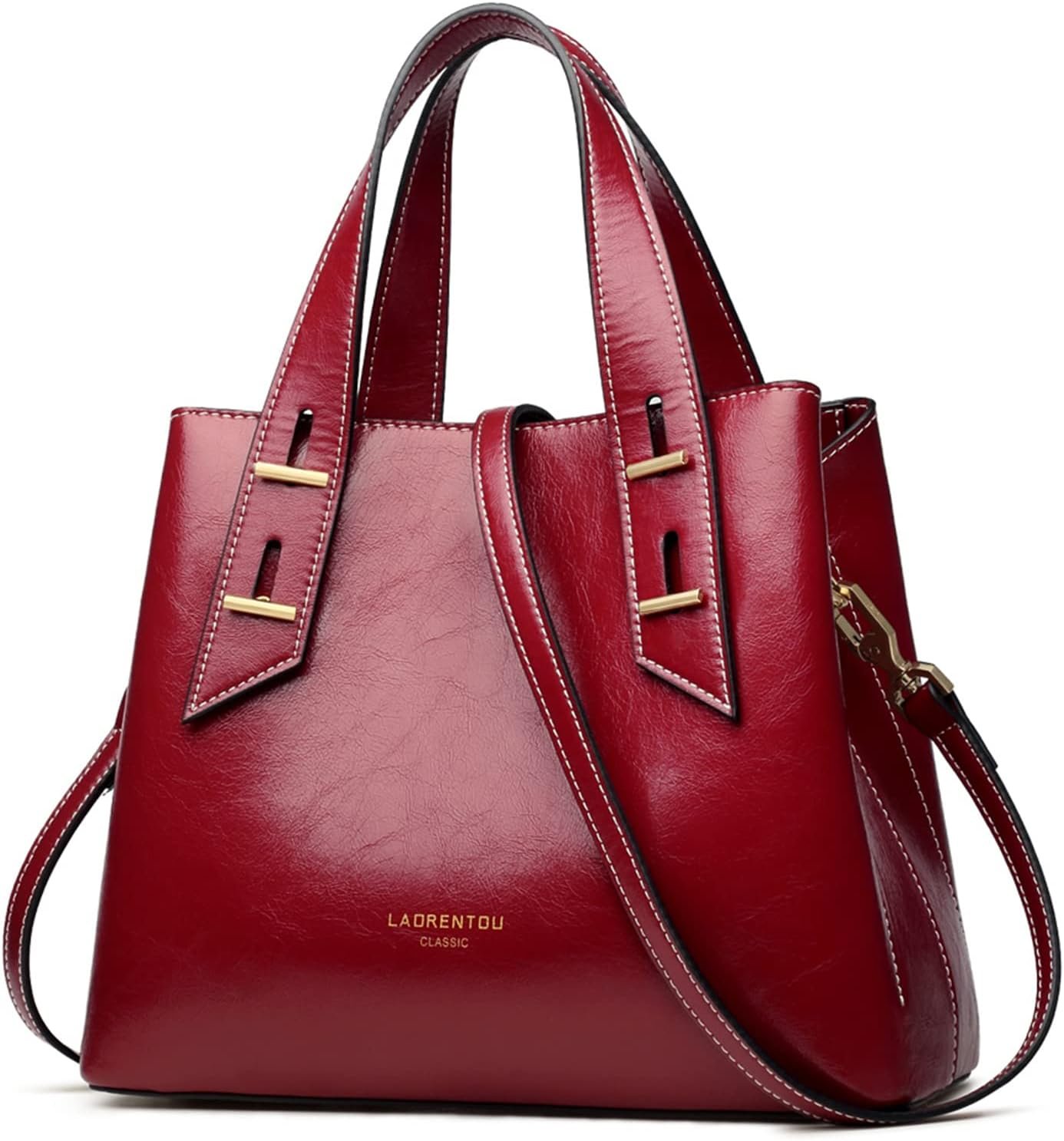 LAORENTOU Women Crossbody Handbags Genuine Leather Satchel Handbags for Women Top-handle Shoulder Tote Purses
