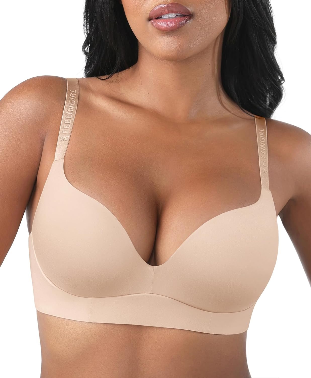 FeelinGirl Wireless Bras Comfortable Push Up Bra Full Support Lift Bralette Seamless Tshirt Bras