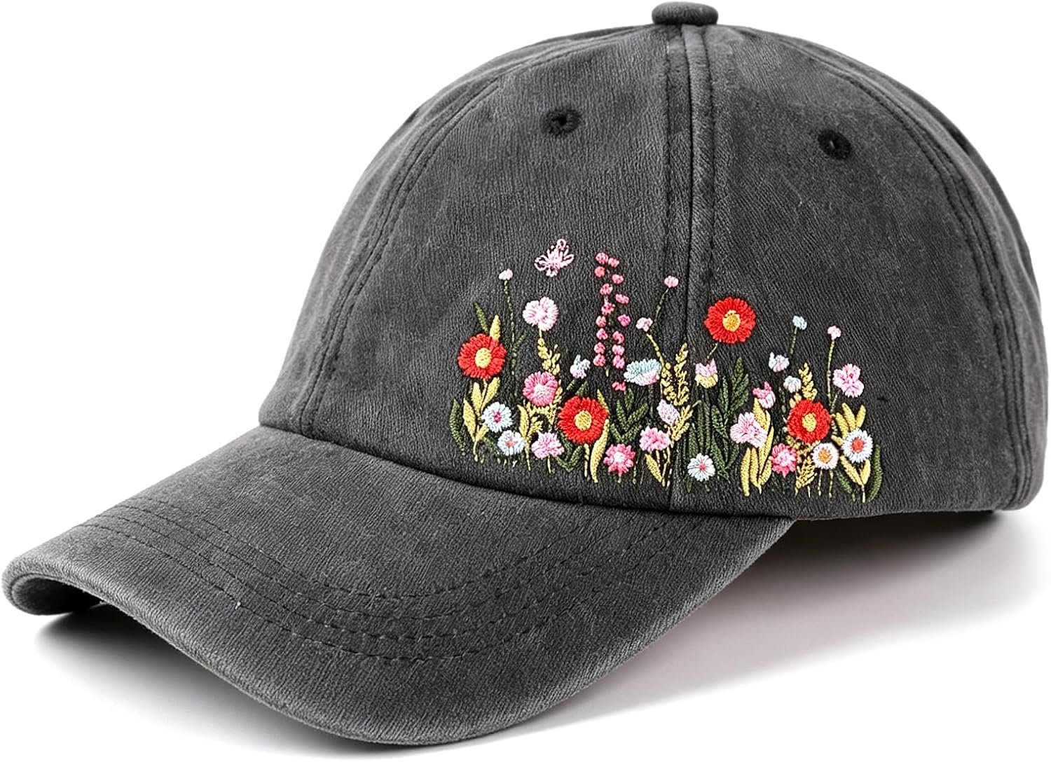 Embroidered Baseball Cap for Women Girls, Elegant Floral Baseball Cap for Women, Adjustable Breathable Hats for Casual Wear