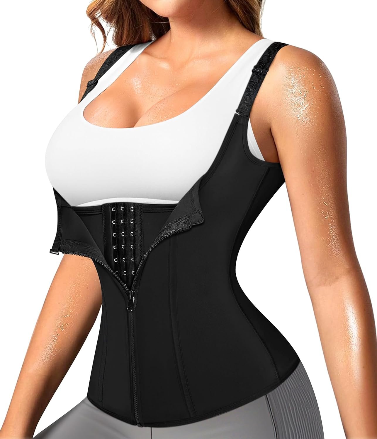 Nebility Waist Trainer for Women Corset Shapewear with Zipper Women’s Waist Cincher Tank Top with Adjustable Straps