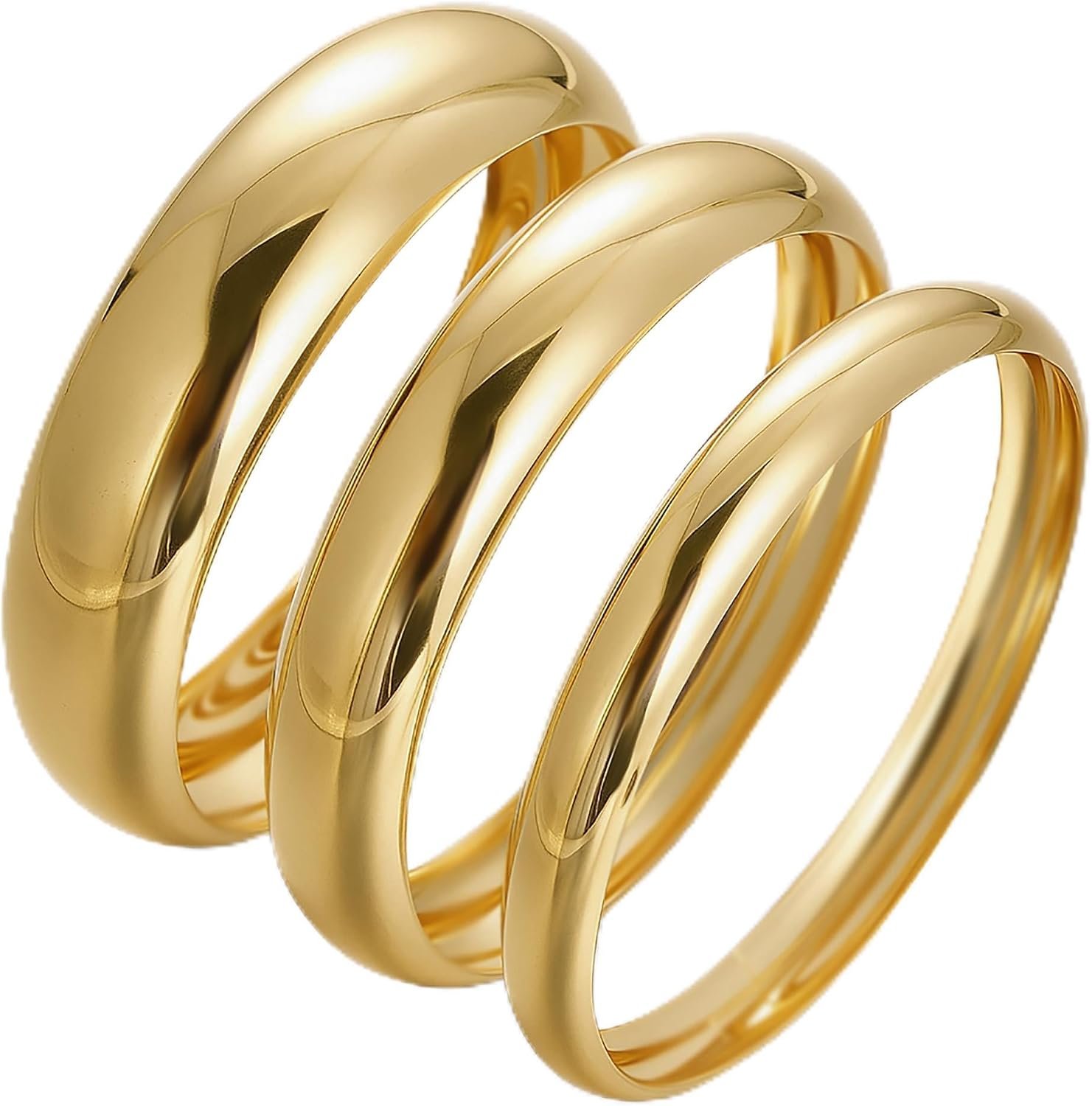 Chunky Gold Bangle Bracelets for Women, Dainty 14k Gold Plated Big Stackable Bangles Set, Trendy Cuff Bracelet Stack Fashion Jewelry Gifts