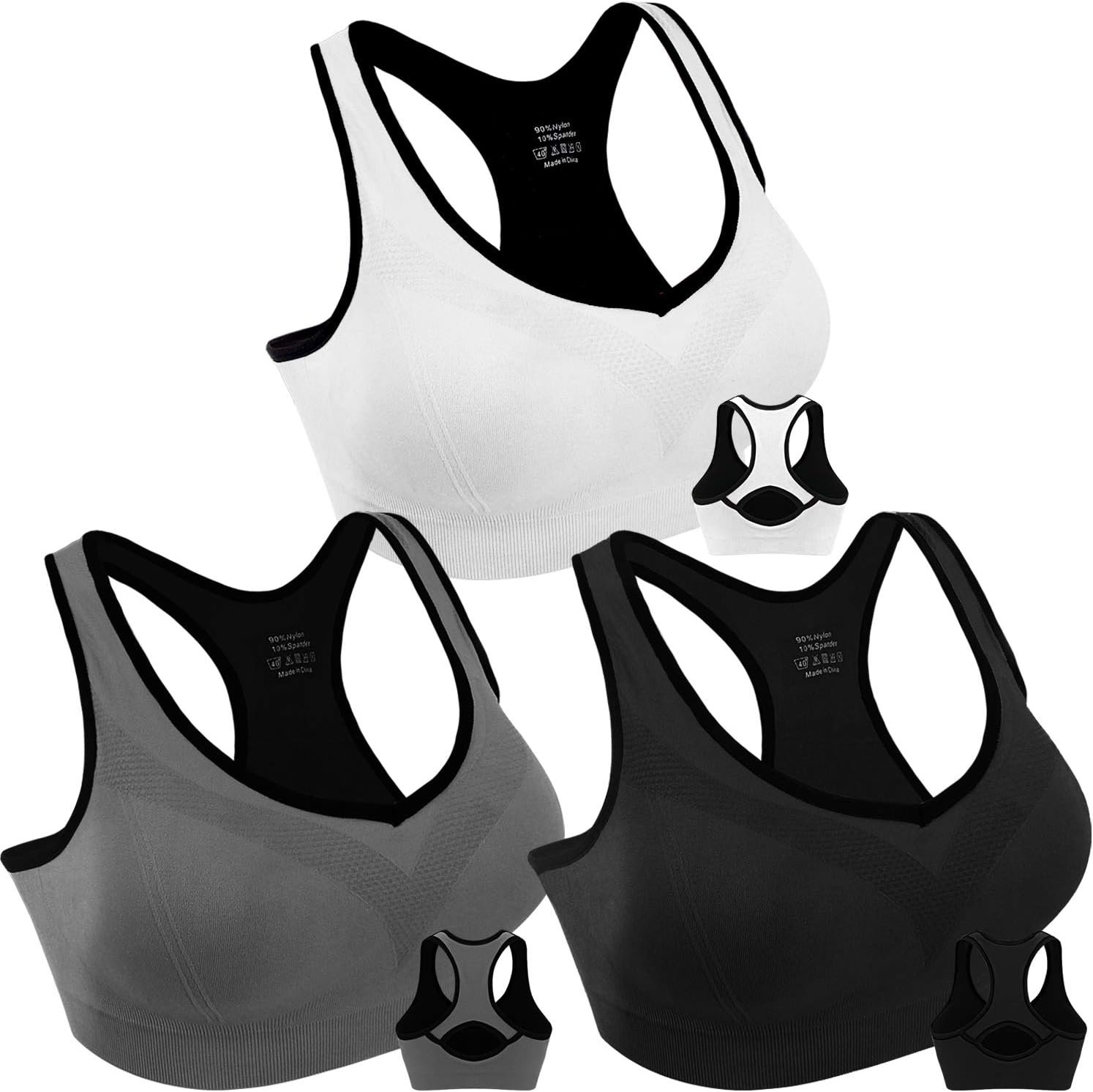Double Couple Sports Bras for Women Racerback High Impact Support Gym Top