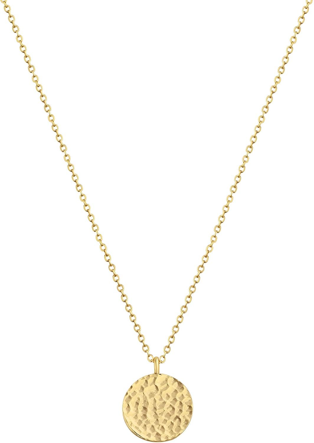 LOYATA Gold Pendant Necklaces for Women-Simple 14K Gold Round Circle Pendant Necklace Dainty Charm Necklace Jewelry Gifts for Women