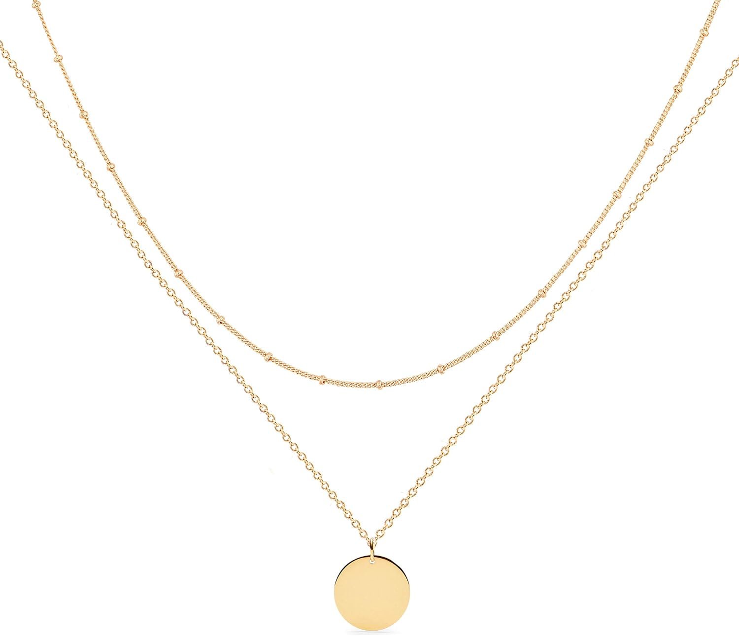MEVECCO Layered Heart Necklace Pendant Handmade 18k Gold Plated Dainty Gold Choker Arrow Bar Layering Long Necklace for Women