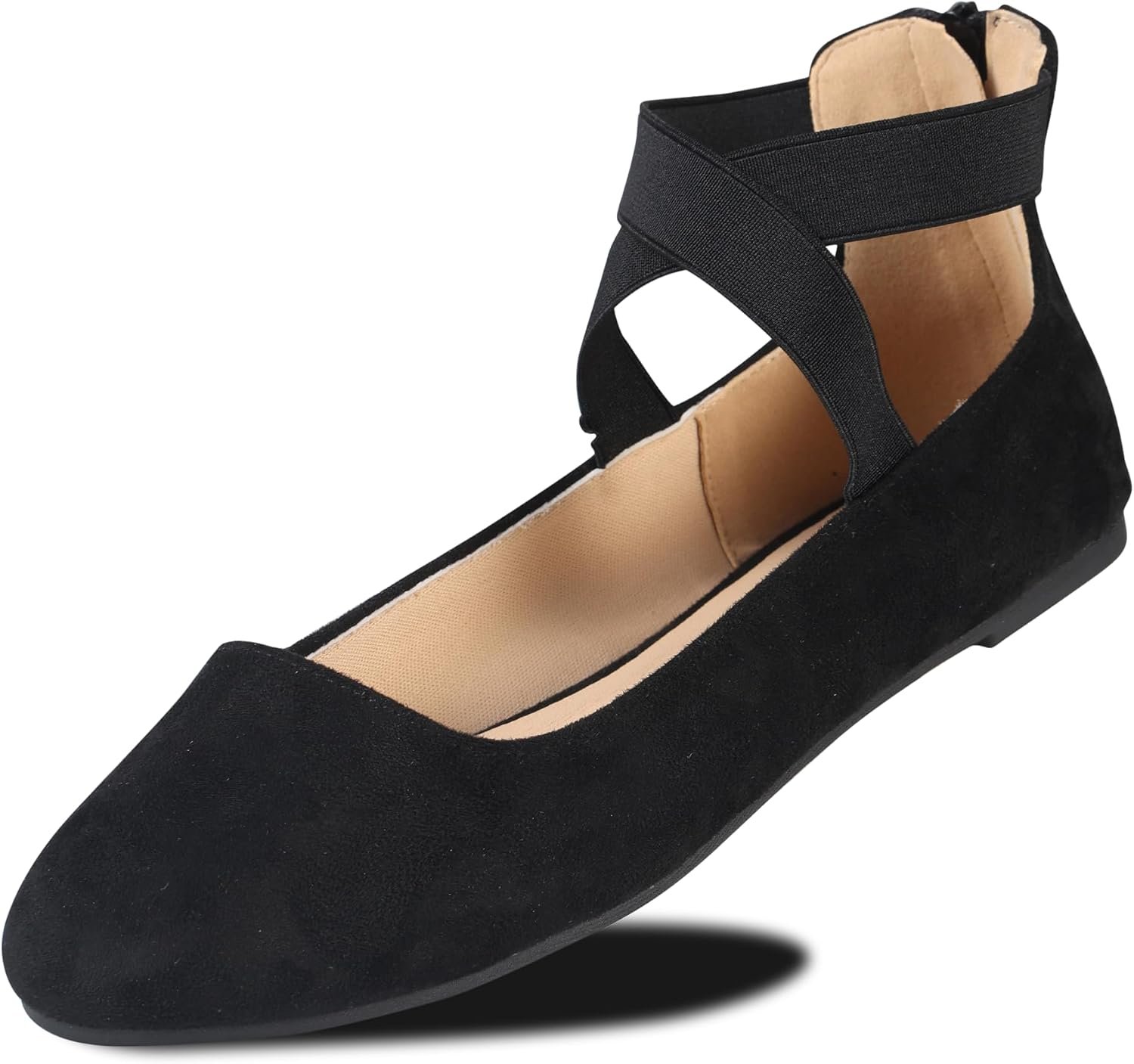 EMMA NEW YORK Ankle Strap Flats for Women, Women Flat Ballerina Shoes, Women’s Ballet Flats with Strap