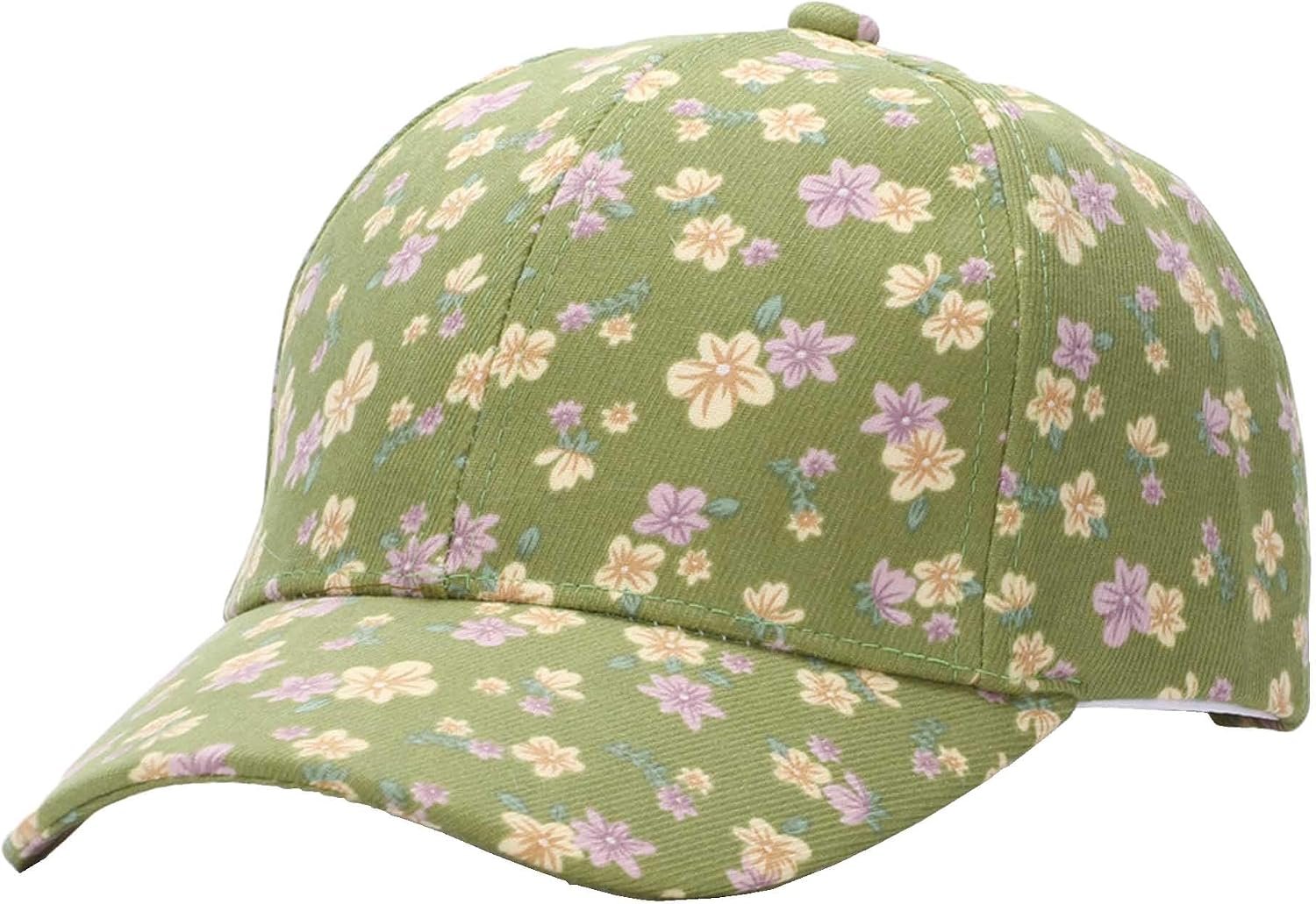 Women Fashion Floral Baseball Cap Ponytail Hat Dad Hat Adjustable Golf Tennis Hat Baseball Hat for Summer Sporting Hiking