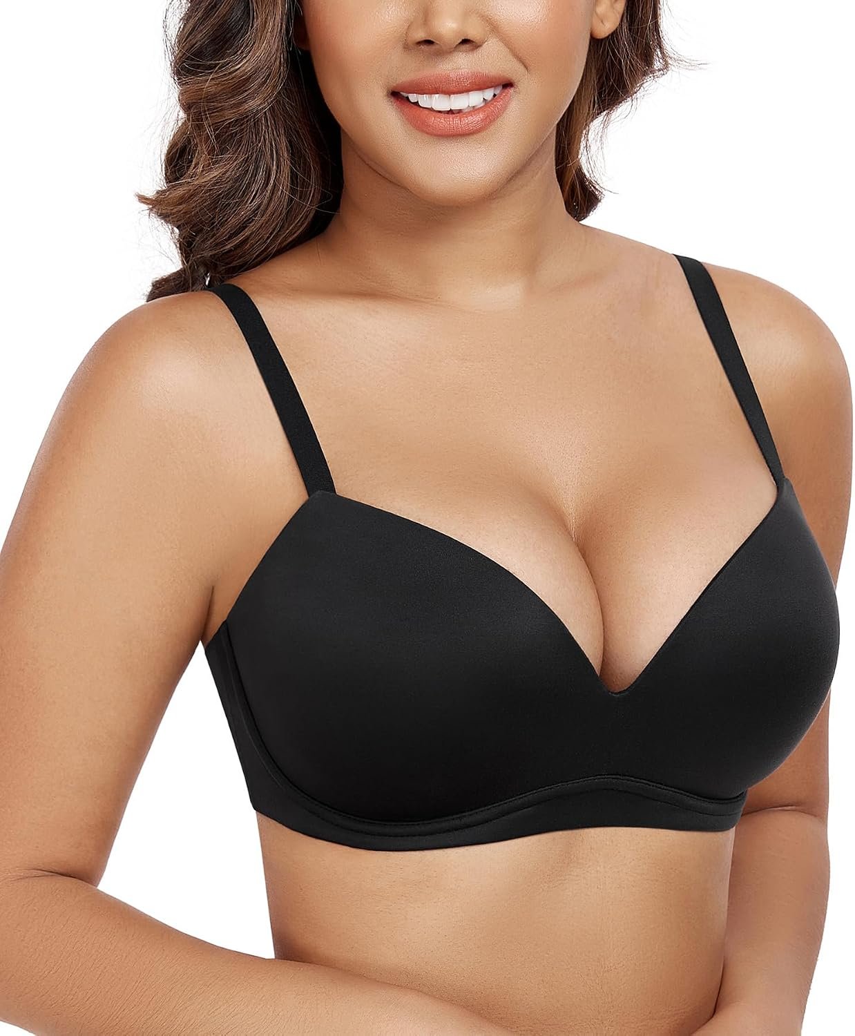 DotVol Women’s Push Up Wireless Comfortable Padded Plunge No Underwire Everyday Bra