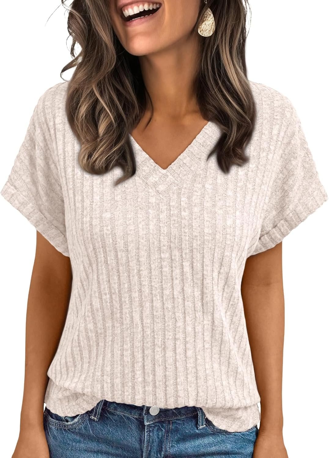 AUTOMET Womens Short Sleeve Sweaters 2026 V Neck Cute Summer Tops