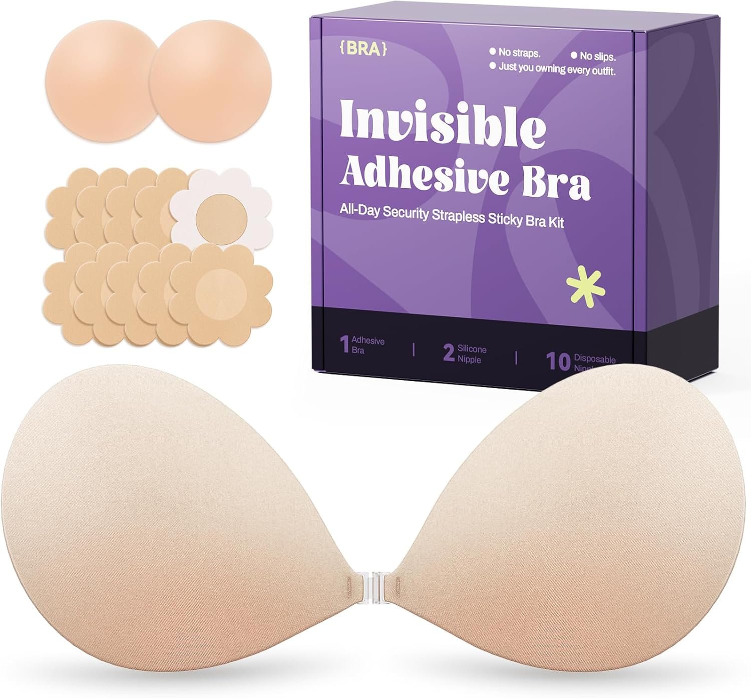 Invisible Strapless Sticky Bra Push up for Women, Ultra Adhesive Bra for Backless Dress, Cleavage Bra Lift Novelty Bras
