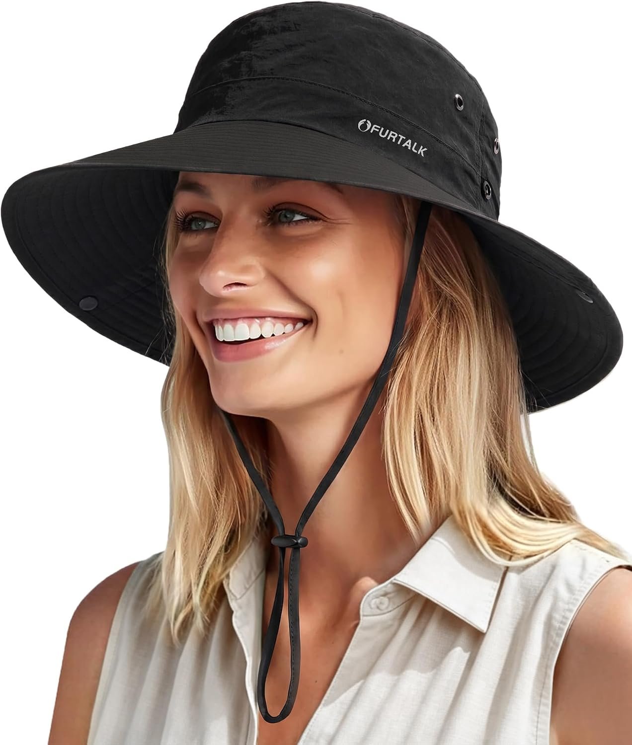 FURTALK Sun Hats for Women Ponytail UV Protection Beach Summer Hat Wide Brim Packable Cowboy Hat