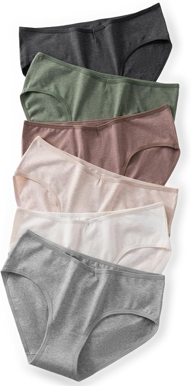 Cotton Underwear for Women Stretch Bikini Hipster Panties Breathable Low Rise V-Wasited Moisture Wicking Briefs 6 Pack