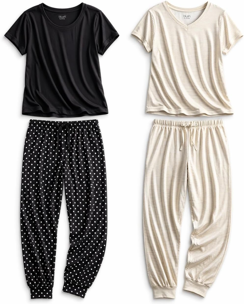 Blush by Us Angels Ultra Soft Women’s Pajama Set, Breathable Light Stretchy, Ladies Lounge Set, 4-Piece PJ Set