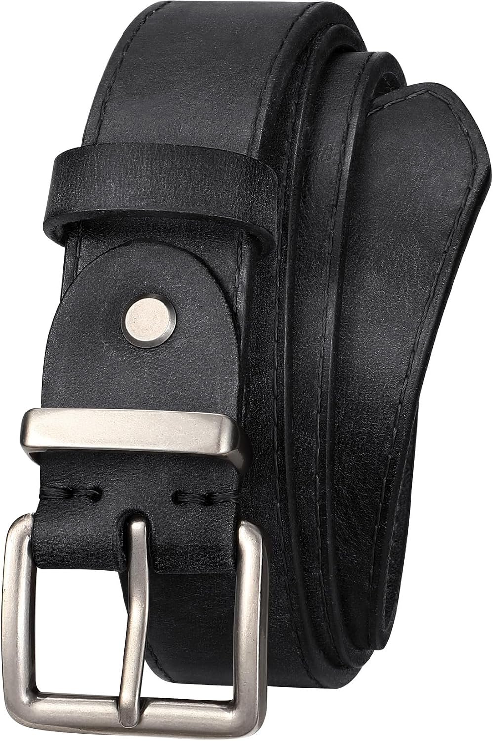 Women’s Full Grain Leather Belt for Jeans Pants Real Genuine Leather Waist Belt with Matte Gold/Silver Buckle