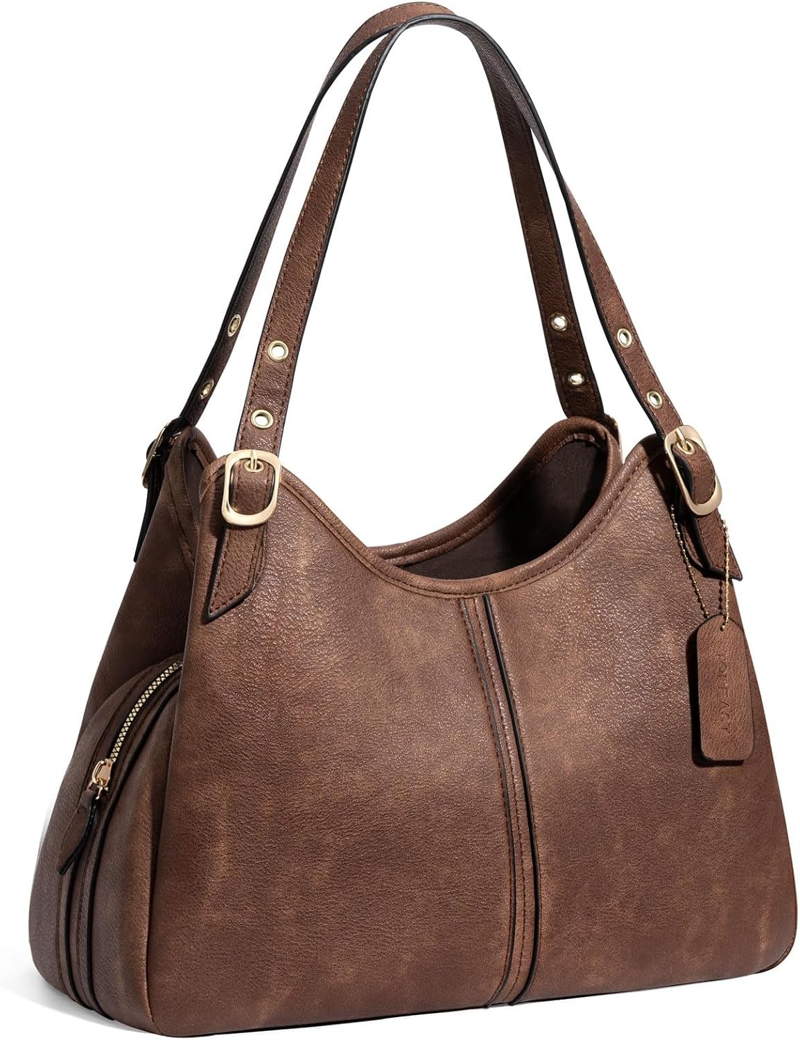 TOPEAST Vintage Hobo Handbag for Women, Soft Leather Shoulder Bag, Slouchy Crescent Purse with Large Capacity Everyday Tote