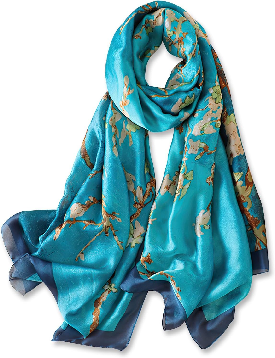 vimate 100% Large Silk Feeling Scarf-Women’s Fashion Long Mulberry Silk Satin Neck Scarf Sunscreen Shawl Wrap Headscarf