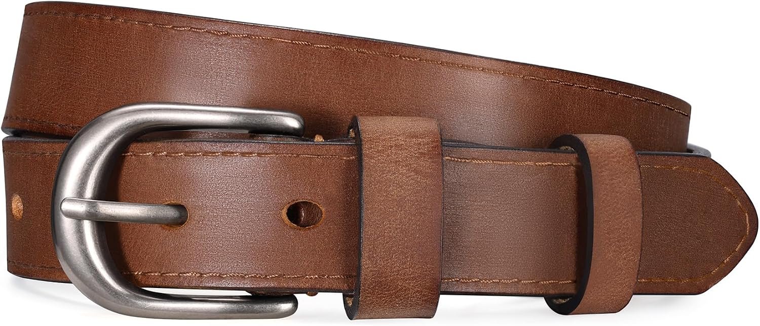 Genuine Leather Belt for Women with Gold/Silver Buckle Women’s Full Grain Leather Waist Belt for Jeans Dresses Pants