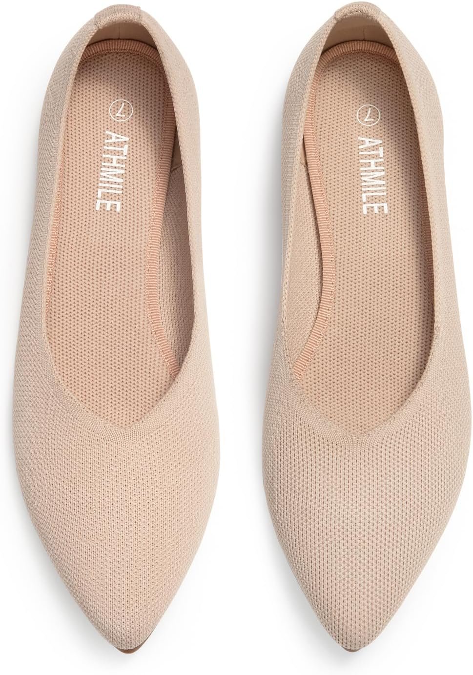 ATHMILE Pointed Toe Flats for Women Dressy Work Shoes Business Casul Knit Ballet Flats Slip on Office Ladies Comforttable Dress