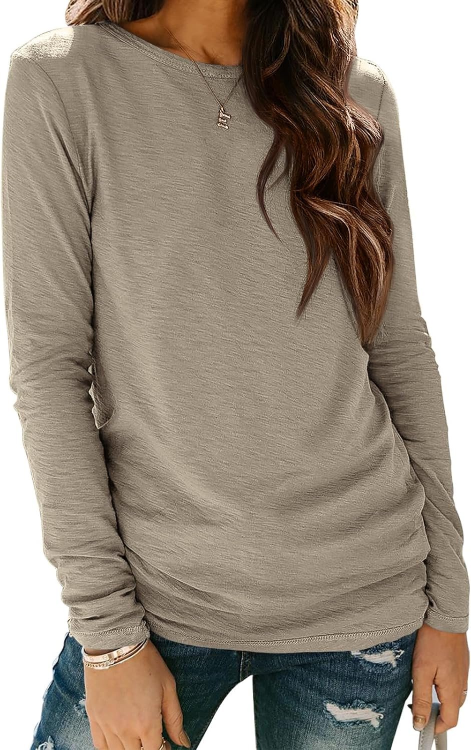 ATHMILE Womens Long Sleeve Shirts Basic Tee Fall Trendy Teen Girl Teacher School Business Casual Workout 2026 Fashion