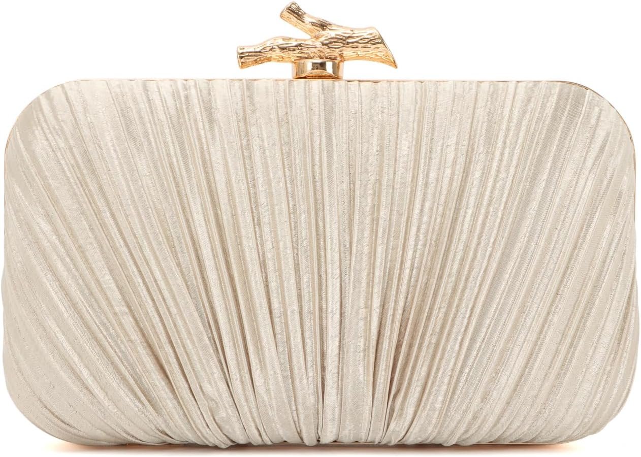 Freie Liebe Clutch Purses for Women Evening Bag Pleated Clutch Bag with Chain for Wedding Party | with Chain