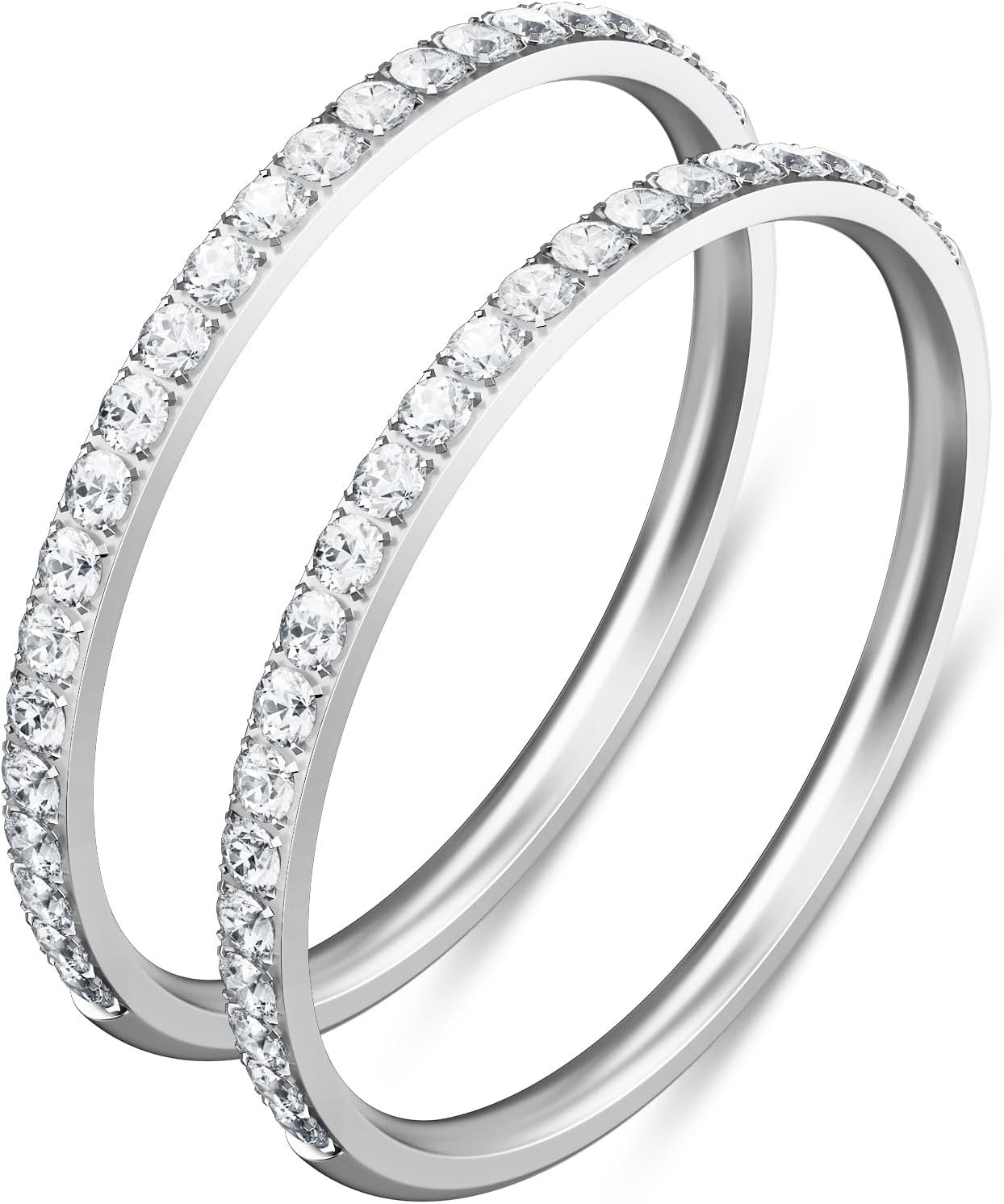 ZOOROO 2-Pack 14K Gold Plated Stacking Rings for Oura Ring 5/Oura Gen 4/Oura Gen 3, Cubic Zirconia Simulated Diamond Oura Ring Stack for Women