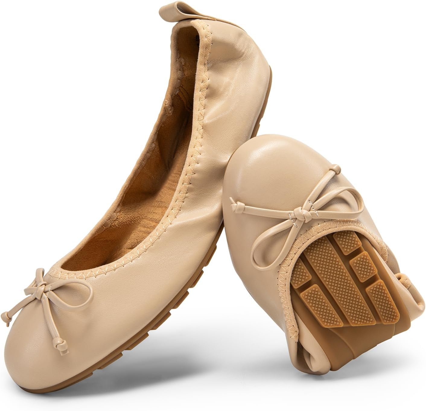 DREAM PAIRS Women’s Flats, Foldable Ballet Flats for Women, Bowknot Round Toe Comfort Light Weight Slip-On Dress Shoes
