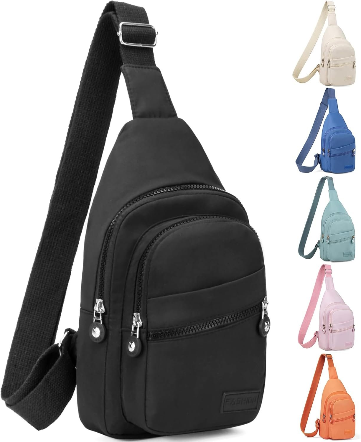 Banelu Small Sling Backpack Crossbody Bags for Women Men, Small Sling Bag Cross Body Bag Fanny Packs Crossbody Purses – Black