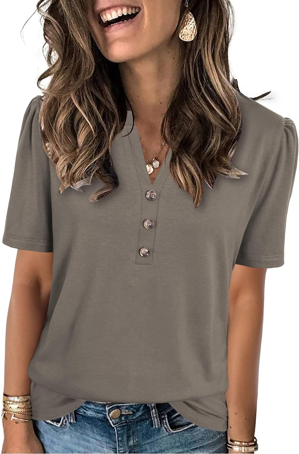 XMTOPYE Womens Summer Tops 2026 Short Sleeve Shirts Beach Vacation Outfits Dressy Casual Blouses