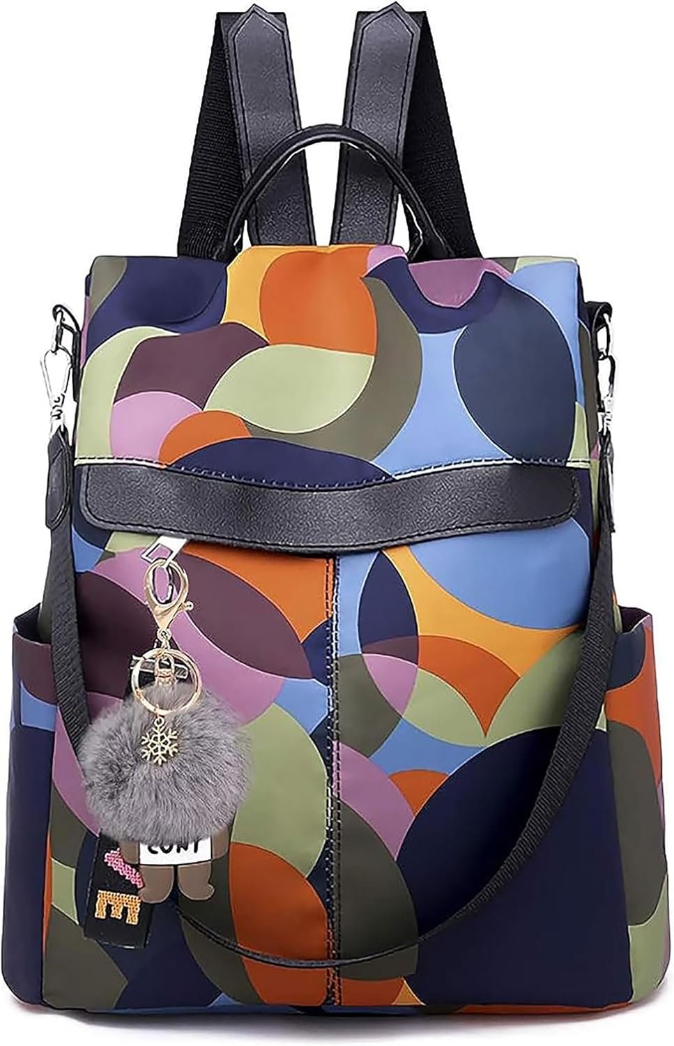 Anti-theft Backpack Purse for Women, Unique Geometric Print Small Fashion Daypack, Water-Resistant Oxford Shoulder Bag with Back Access – Each Pattern is One-of-a-Kind