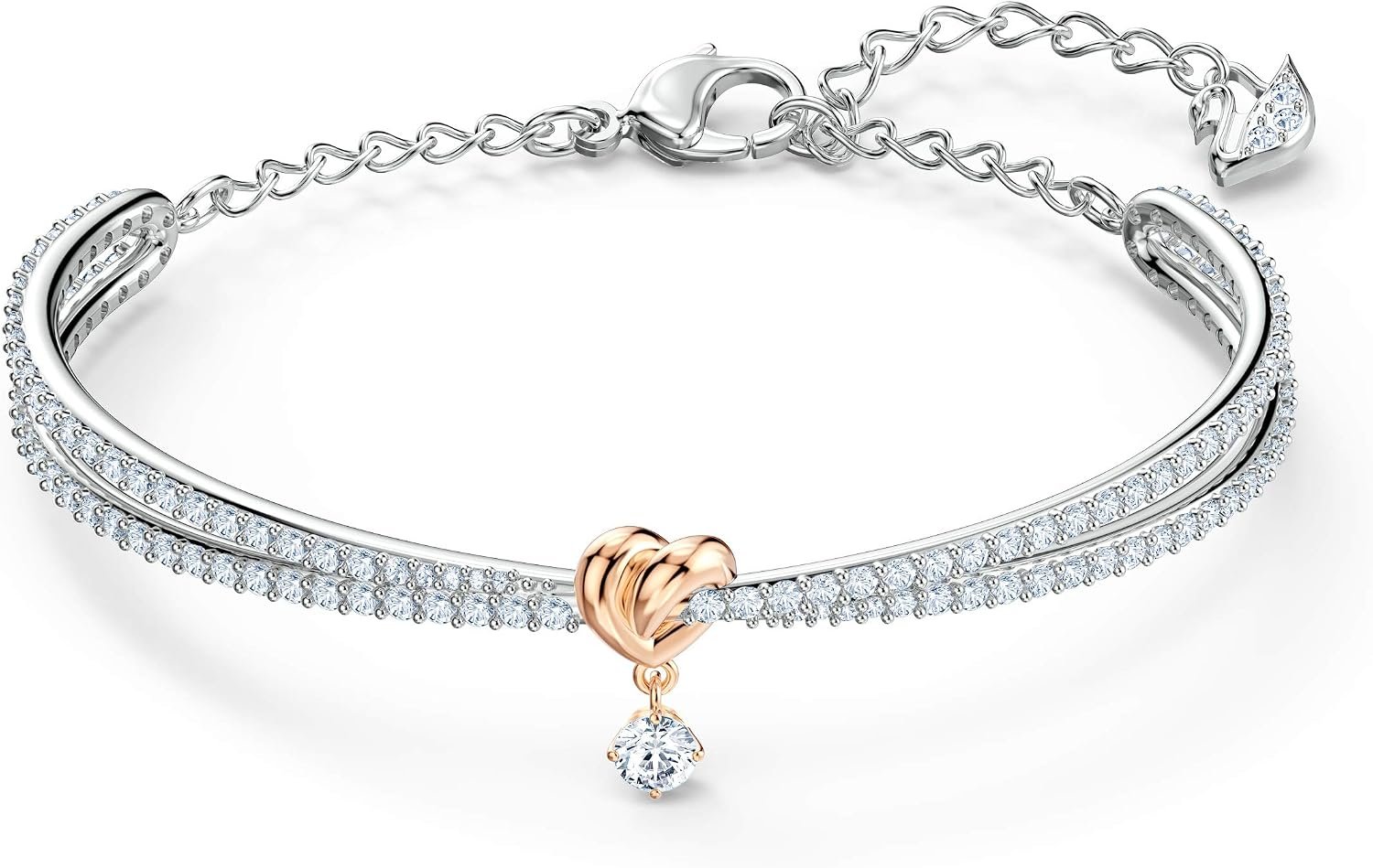 Swarovski Lifelong Heart Necklace, Earrings, and Bracelet Crystal Jewelry Collection, Rose Gold & Rhodium Tone Finish