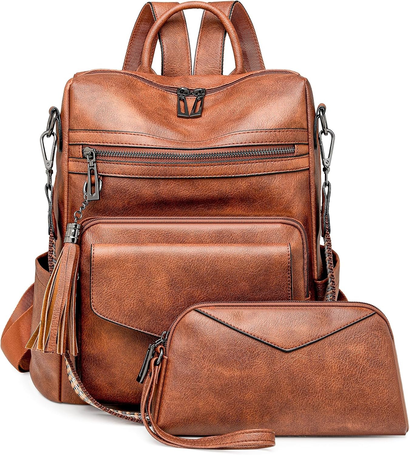 PU Leather Backpack Purse for Women, Brown | Anti-theft, Shoulder Bag Handbag, Suitable for Work, Travel, and Daily Use