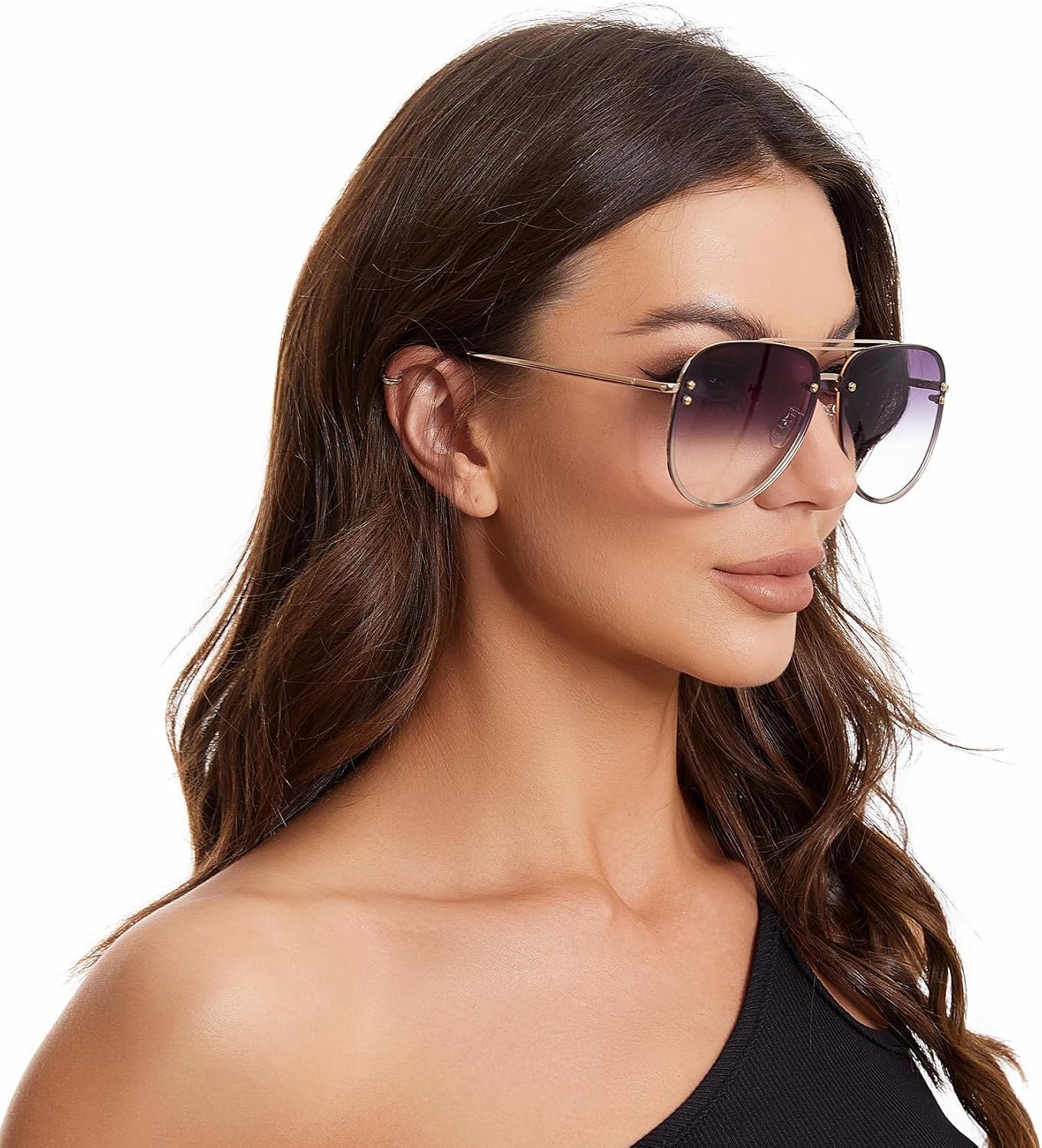 Trendy Oversized Aviator Sunglasses Womens, Retro Cute Big Shades Women’s Fashion Sun Glasses UV Protection VF2203