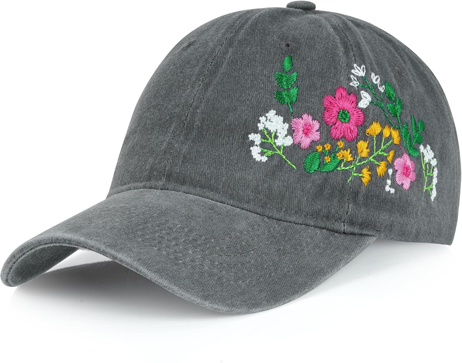 HOVEOX Flower Baseball Cap Embroidered Hat Baseball Cap Women’s Hats Trendy Embroided Flower Gift for Woman