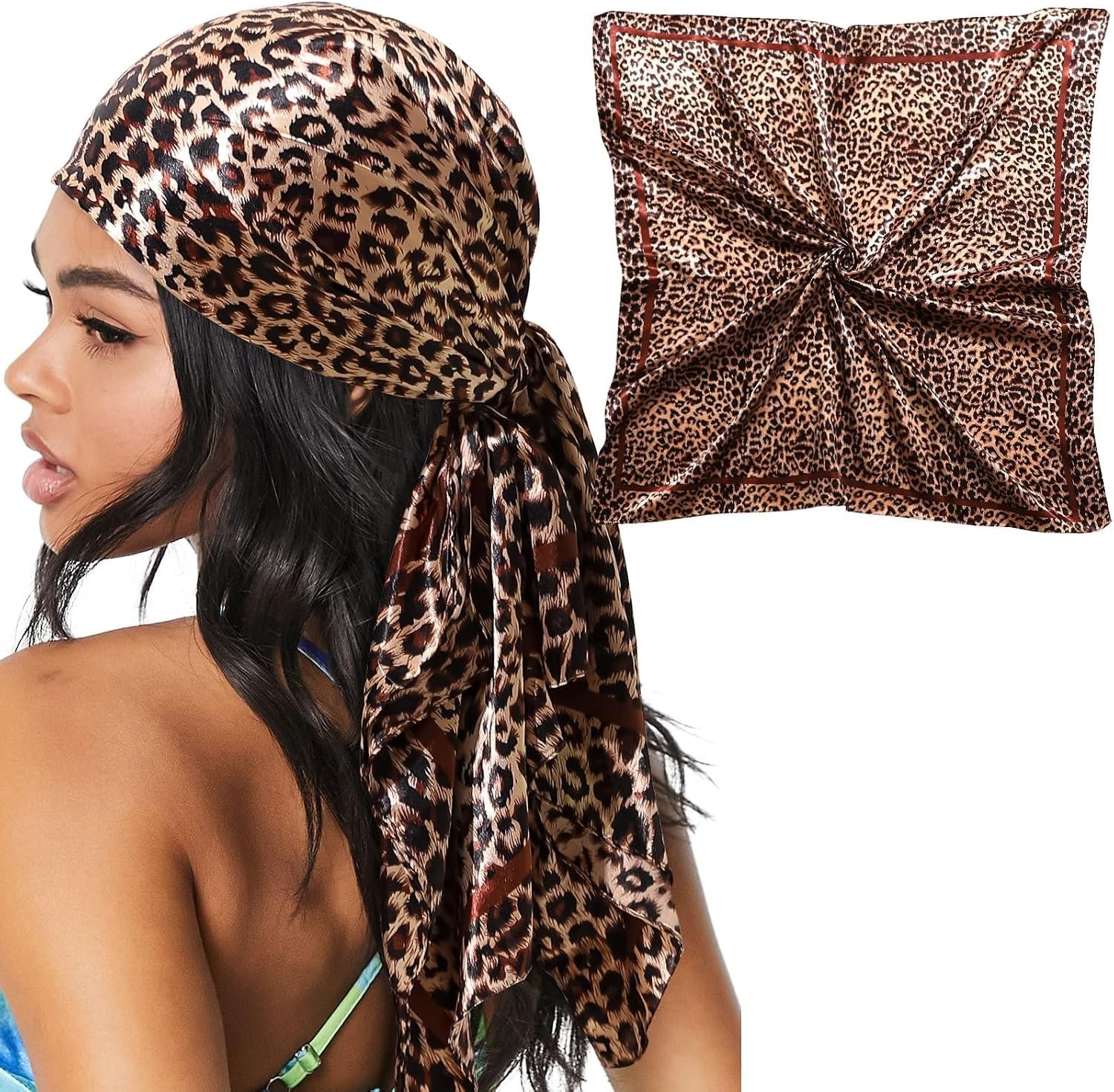 35″ Large Satin Head Scarf for Women Silk Hair Scarf Solid Color Hair Bandana for Night Hair Wrap Sleeping