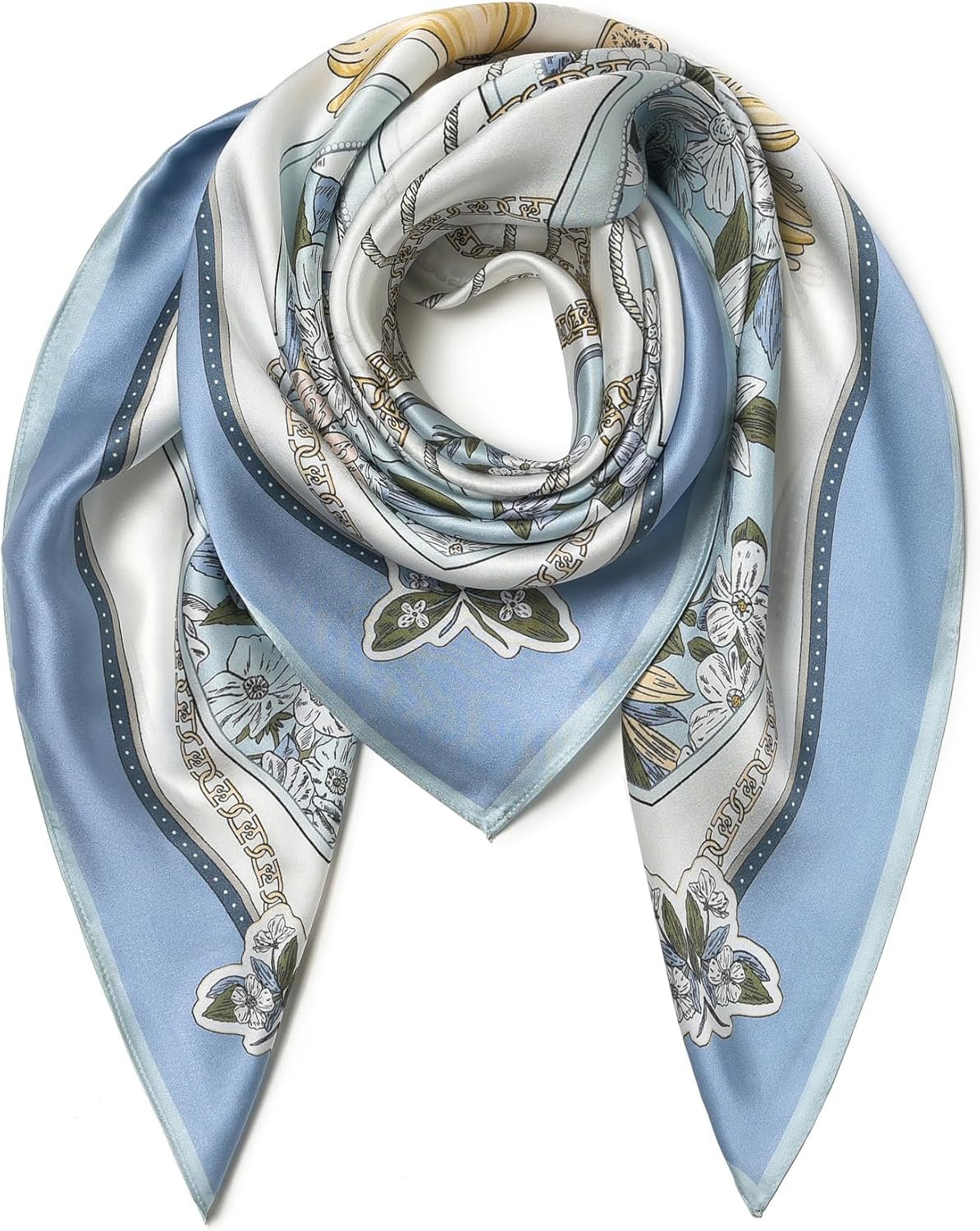 SHIROUYU 100% Pure Mulberry Silk Scarf 35″ Large Square Lightweight Headscarf –Women’s Hair Wraps The shawl-With Gift Packed