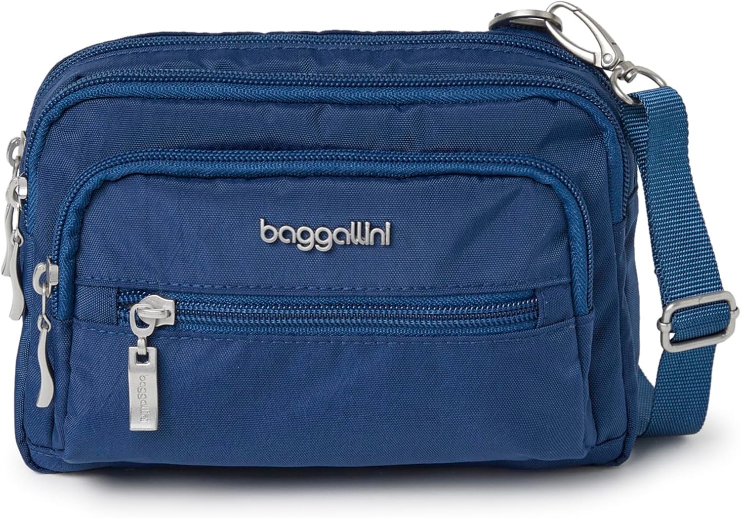 Baggallini Triple Zip Small Crossbody Bag for Women – Lightweight Convertible Fanny Pack Belt Bag