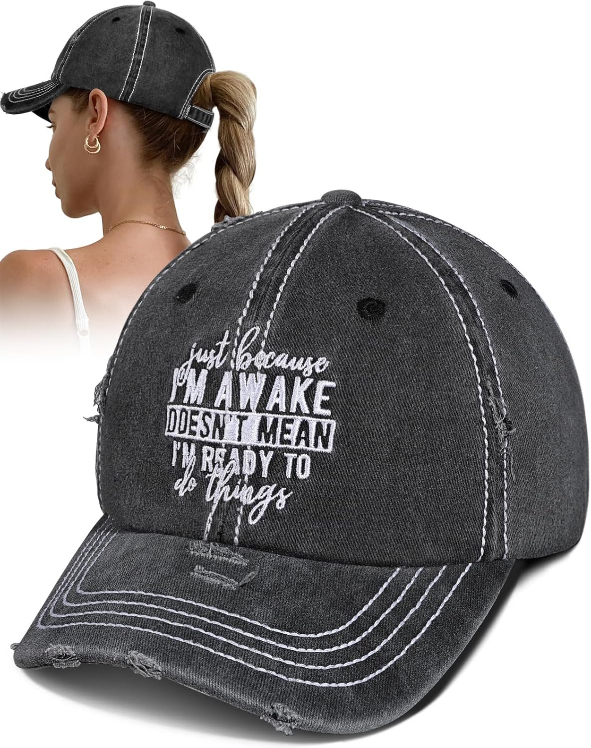 Flafens Womens Baseball Caps – Cute Baseball Hat Vintage Distressed Low Profile Embroidered Cotton Ladies Ball Ballcap