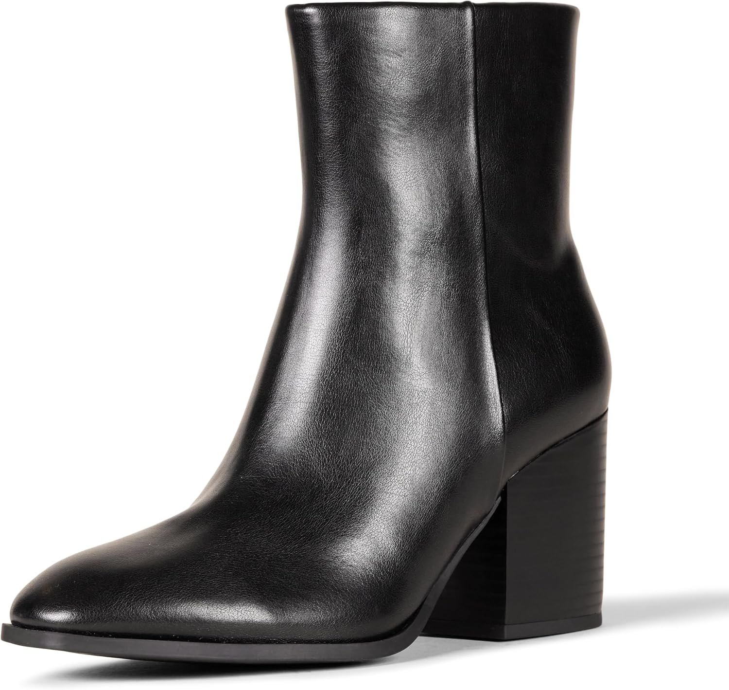 Amazon Essentials Women’s Clean Stacked Heel Ankle Boots with Side Zipper, Memory Foam Insole, Flexible Non-Slip Outsole