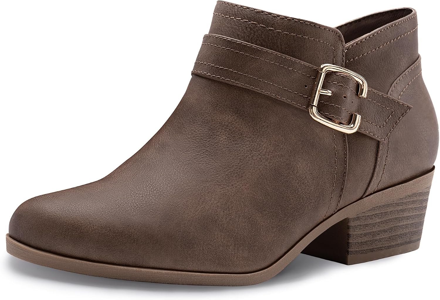 Athlefit Women’s Chunky Low Heel Ankle Boots Classic Pointed Toe Side Zipper Booties