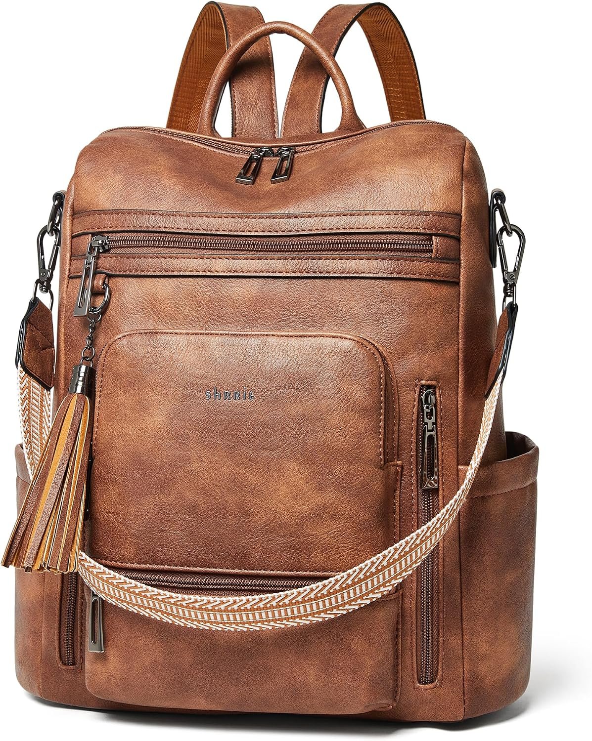 Shrrie Vegan Leather Laptop Backpack for Women 15.6 inch Work Backpack Fashion Travel Backpack Purse for Travel College Work
