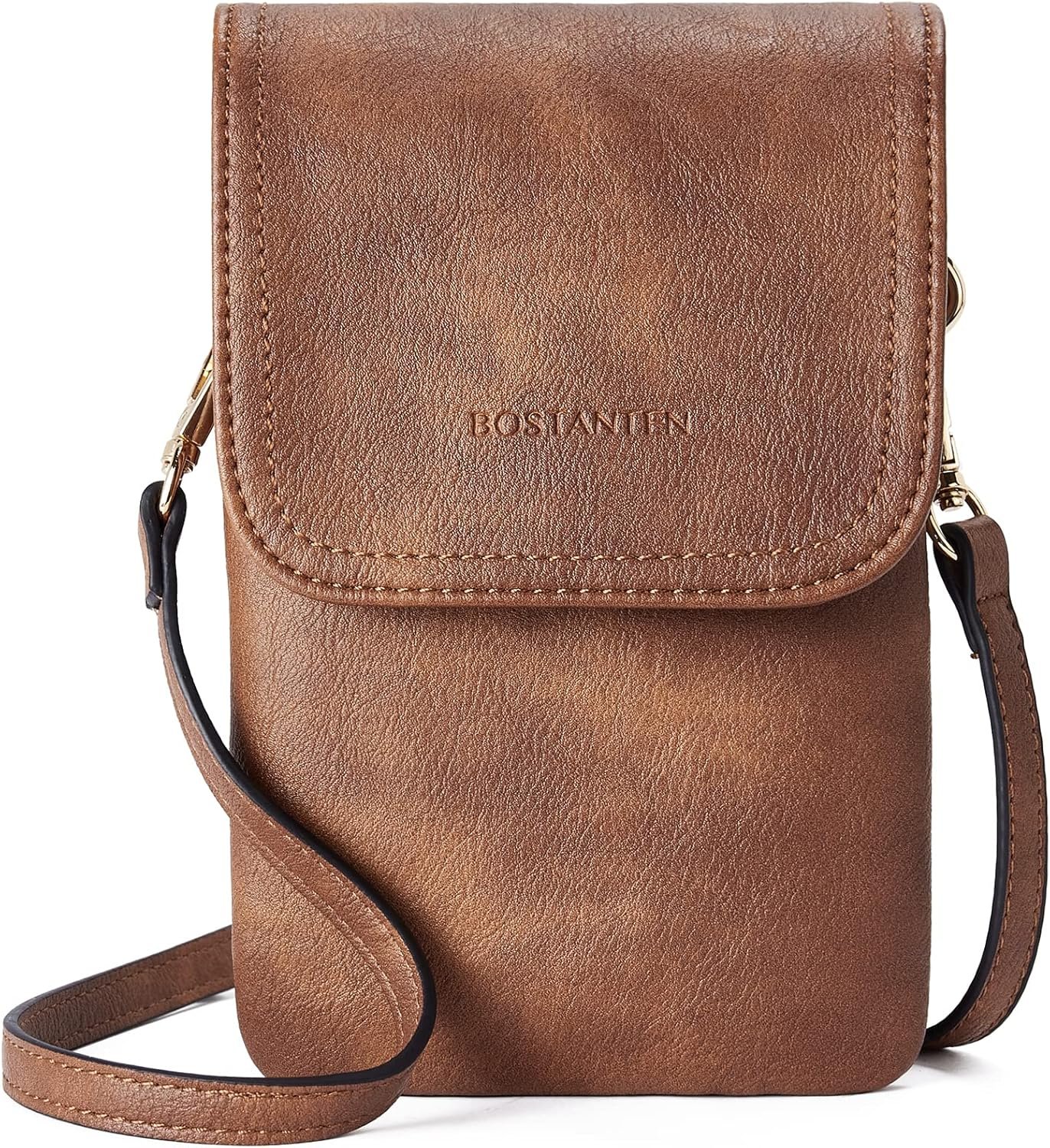 BOSTANTEN Vegan Leather Crossbody Bags for Women Designer Cell Phone Bag Wallet Purses Adjustable Strap