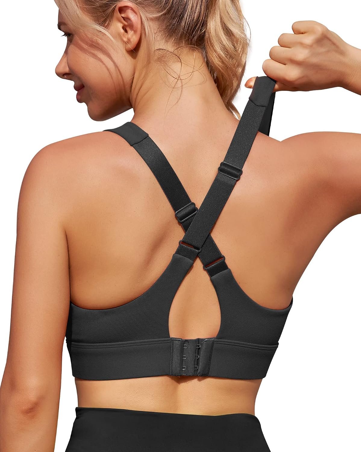 Heathyoga Sports Bra High Impact，Padded High Support Sports Bras for Women Large Bust, Strappy Workout Bras Activewear Bra