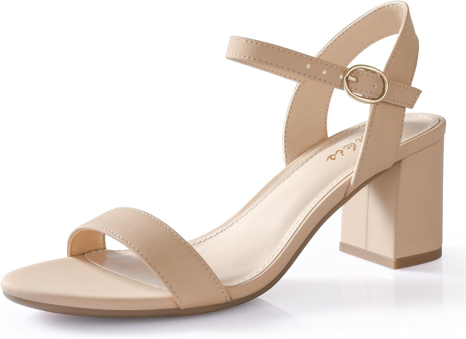 Ankis Nude Black Heels, 2.5” Block Chunky White Clear Silver Heel Dressy Open Toe Heels For Women Ankle Strap Low Short Thick Strappy Dress Comfortable Sandal Casual Party Wedding Event Summer Shoes