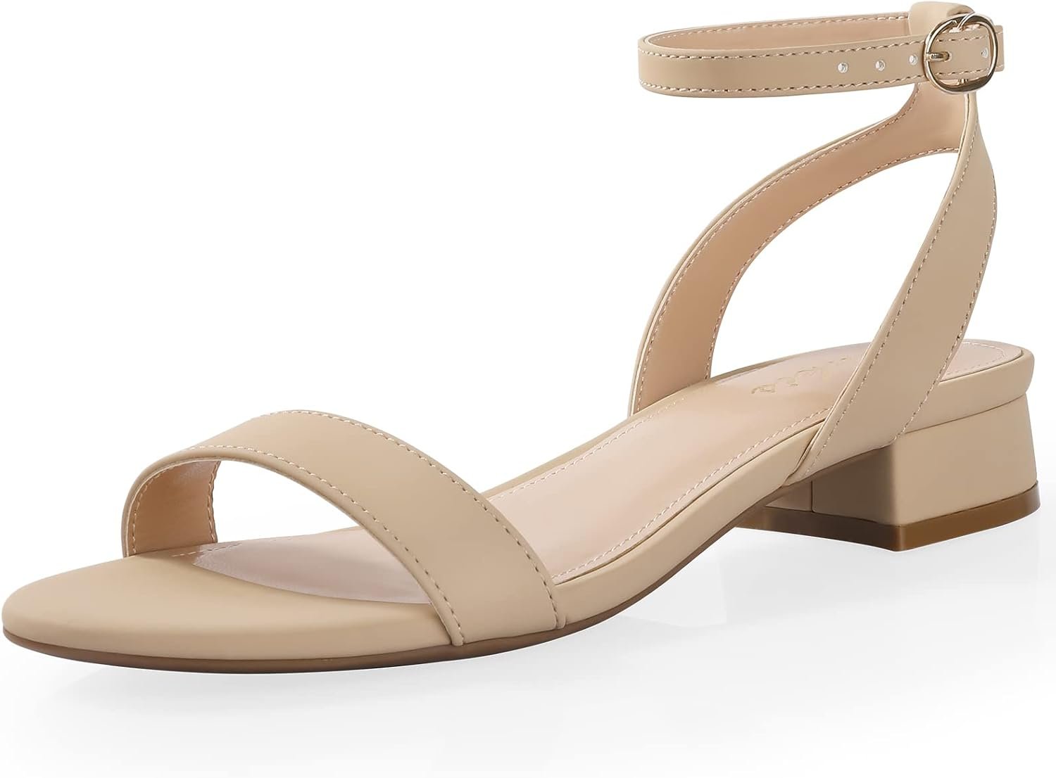 Ankis Black Nude White Gold Women Sandals Comfortable Walking Strappy Open Toe Sandals for Women Dressy Summer 1 Inch Low Block Heel Flat Adjustable Ankle Strap Shoes