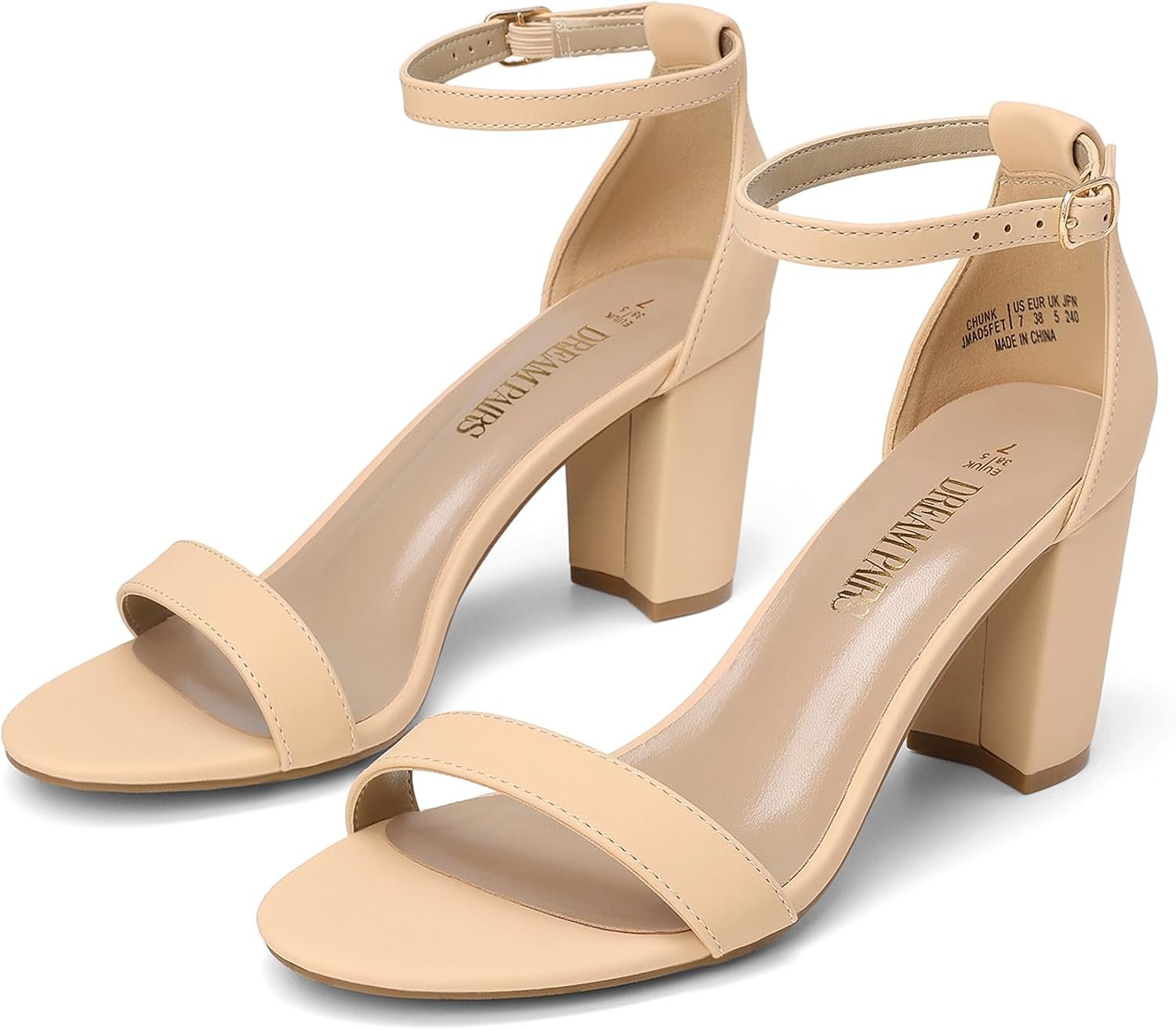 DREAM PAIRS Women’s Chunky Block Heel Sandals, Open Toe Ankle Strap Dress Shoes, Comfortable Wedding Guest Heels for Party, Prom and Formal Events