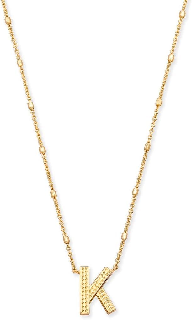 Kendra Scott Letters A-Z Pendant Necklace for Women, Fashion Jewelry, 14k Gold-Plated Brass
