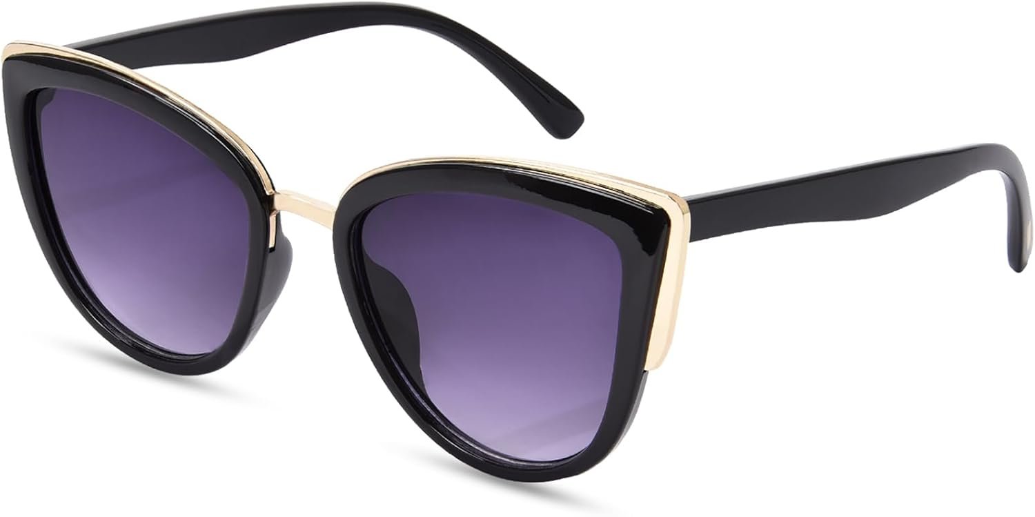 Oversized Cat Eye Sunglasses for Women, Trendy Metal Frame Sun Glasses Shades UV Protection, OP2501